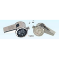 3-in-1 Chrome Whistle W/ Clock & Compass (engraved)